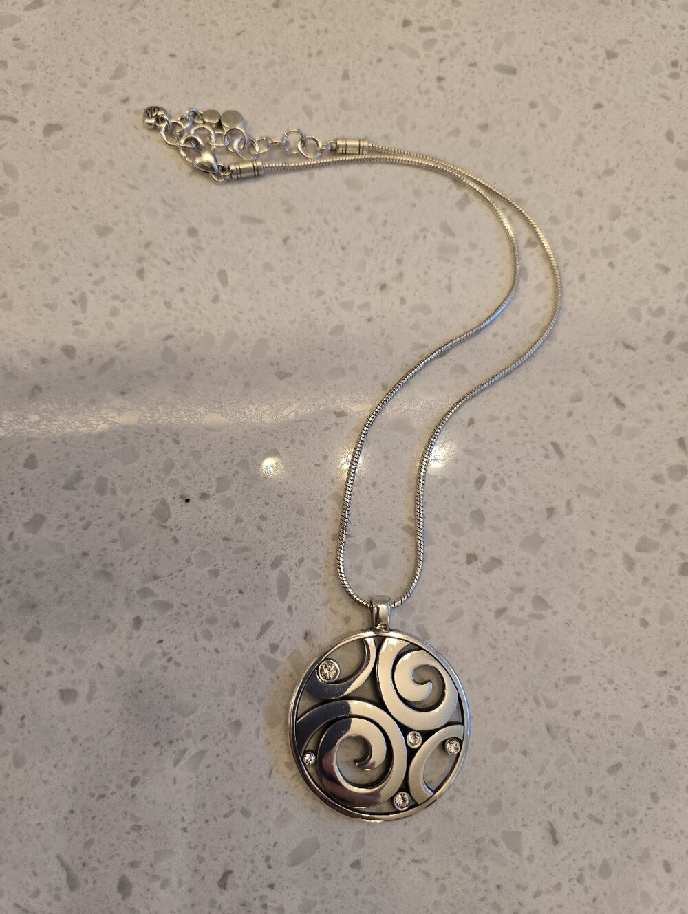 Brighton Silver Swirl Pendant Necklace with Crystals